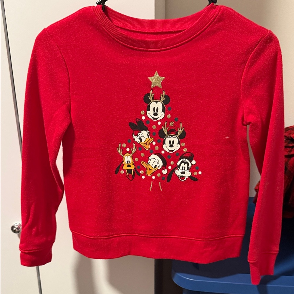 Disney Red Kids Sweatshirt with Mickey Mouse Holiday Design